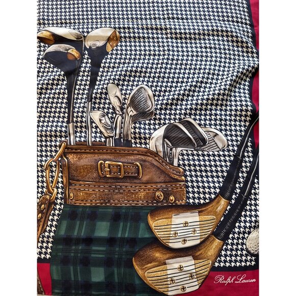 Vintage Polo Ralph Lauren Golf Club Trophy Silk Scarf - Picture 3 of 8